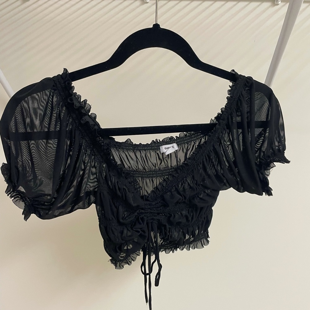 Garage Sheer Black Crop Top